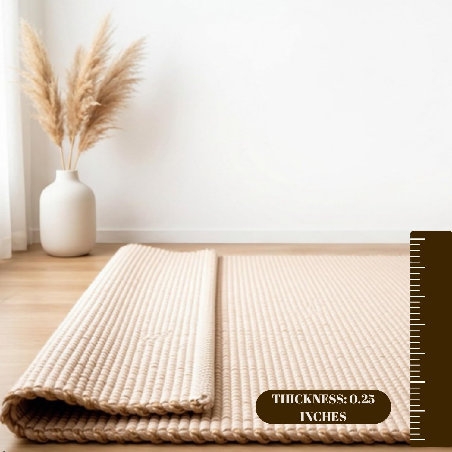 Homes Hand Woven Jute Cotton Rug 6' x 9'