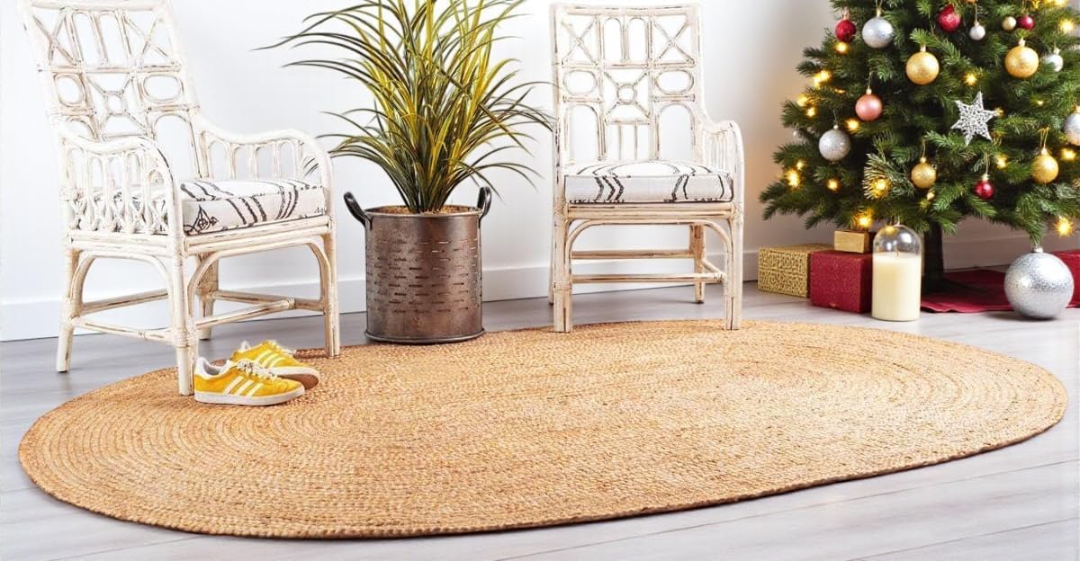 Oval Jute Area Rug 4x6 Feet