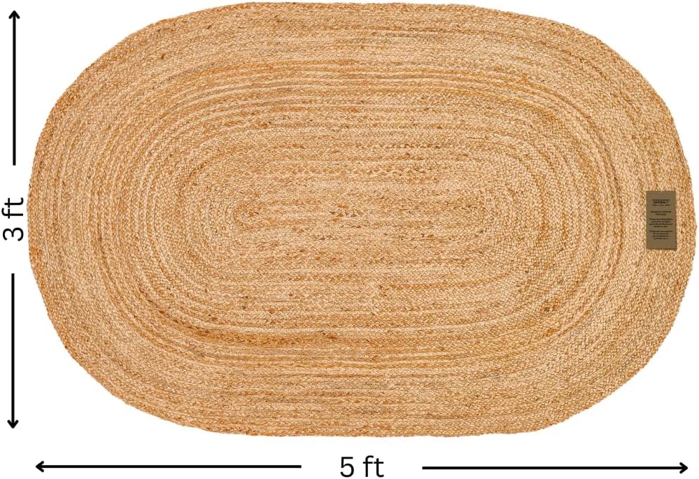 Jute Braided Rug 3x5 Oval