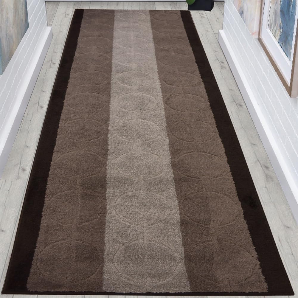 Washable Abstract Runner Rug 26in X 10ft