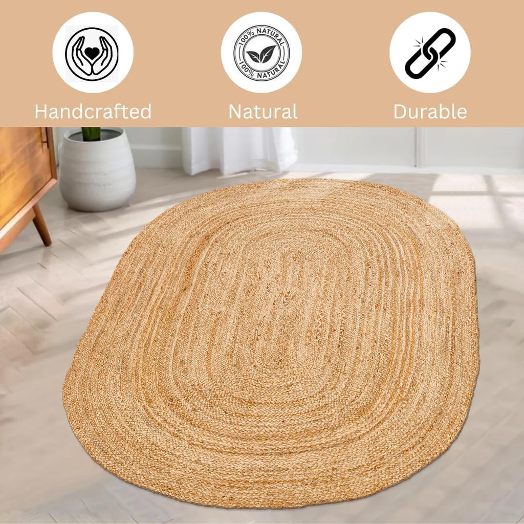 Jute Braided Rug 3x5 Oval