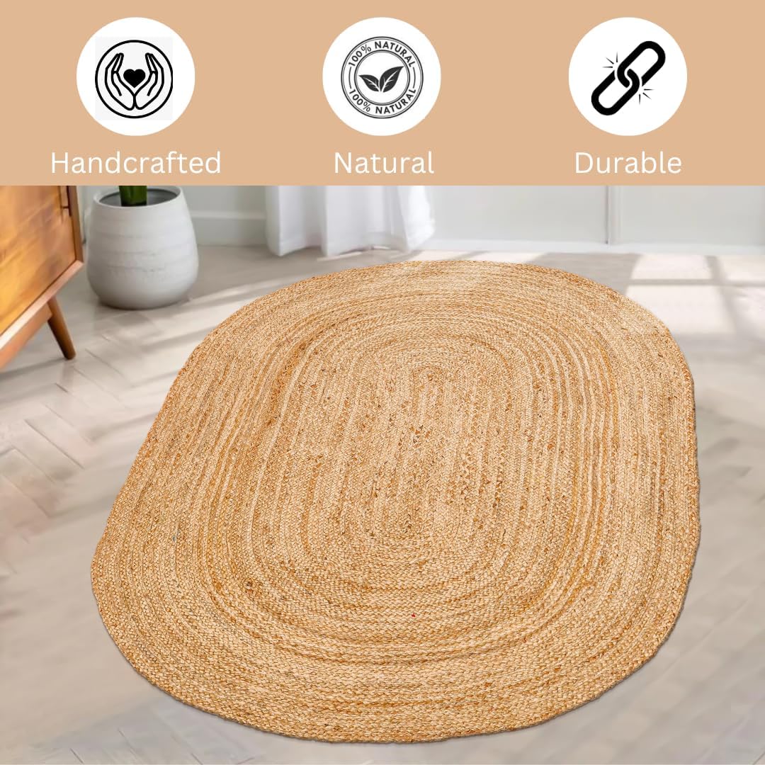 Jute Braided Rug 3x5 Oval
