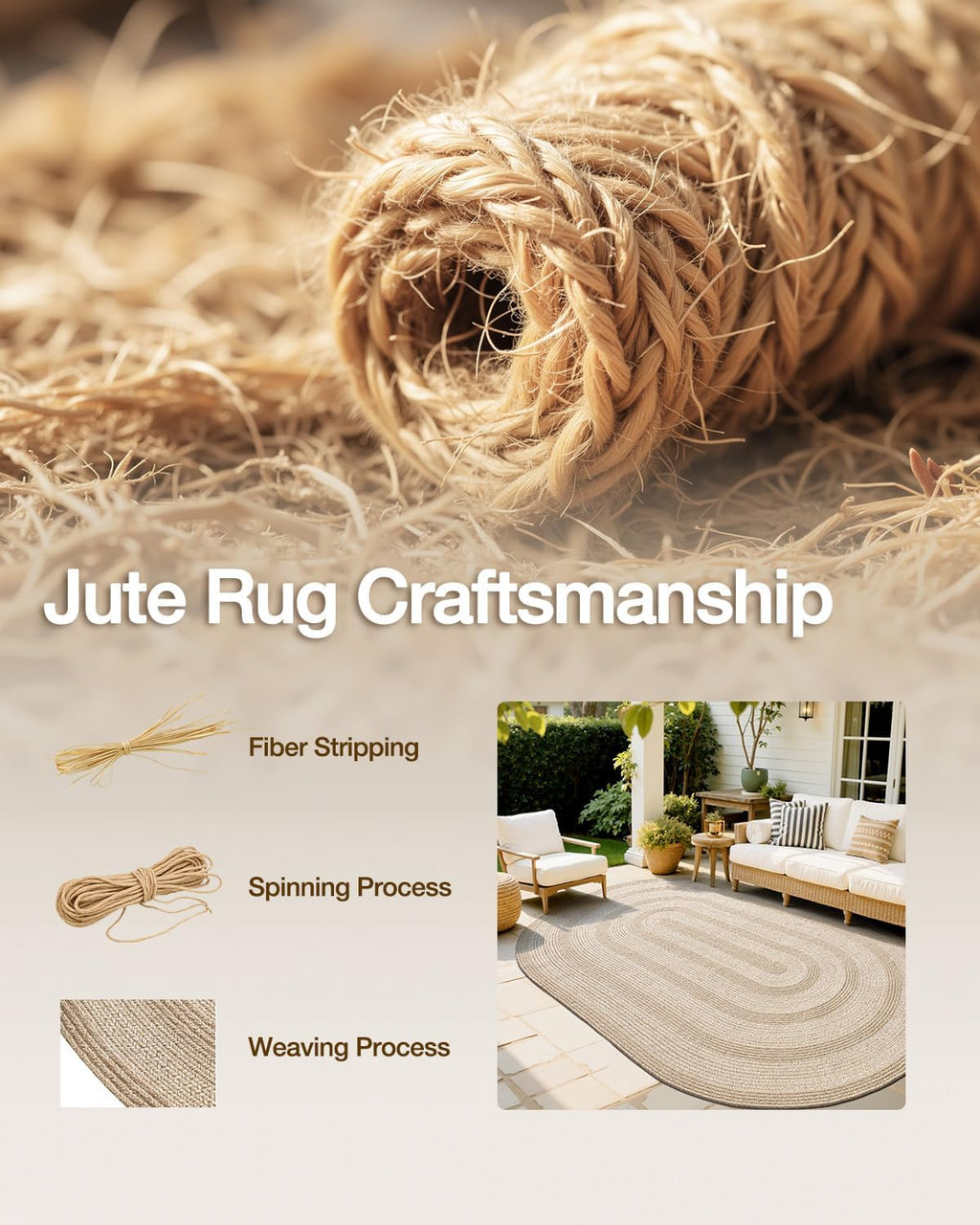 Jute Oval Area Rug 4x6
