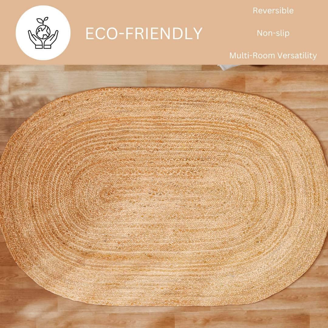 Jute Braided Rug 3x5 Oval