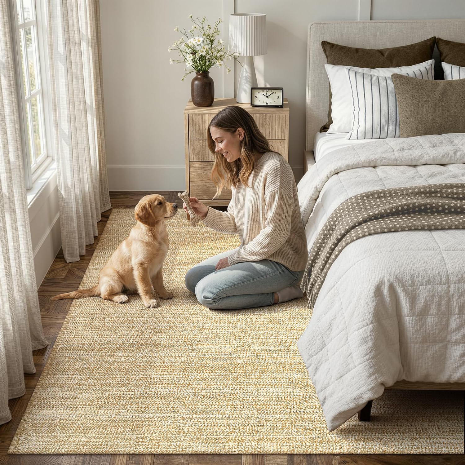 Woven Boho Area Rug 5X8 ft