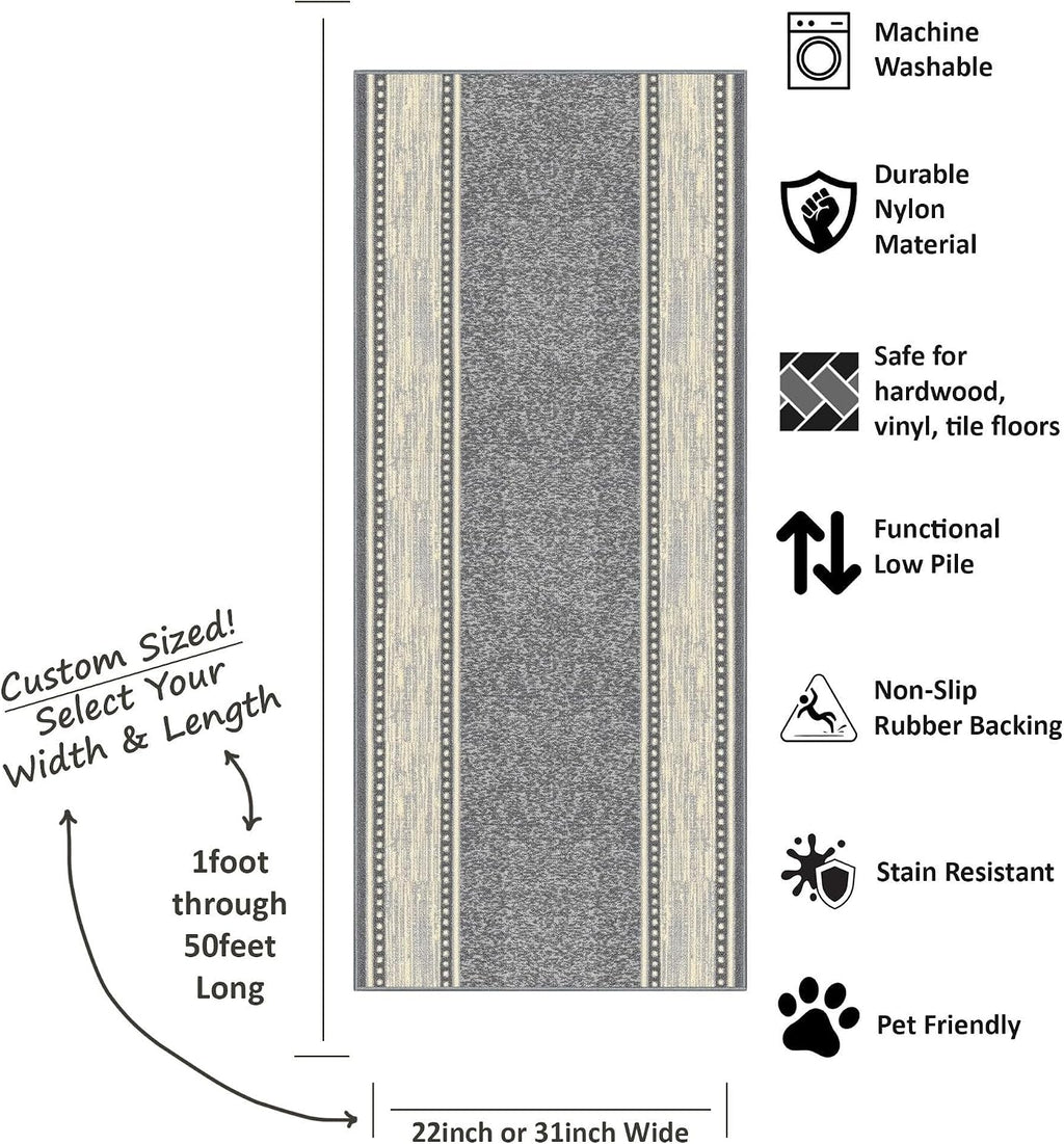 Bordered Runner Rug 22in X 13ft