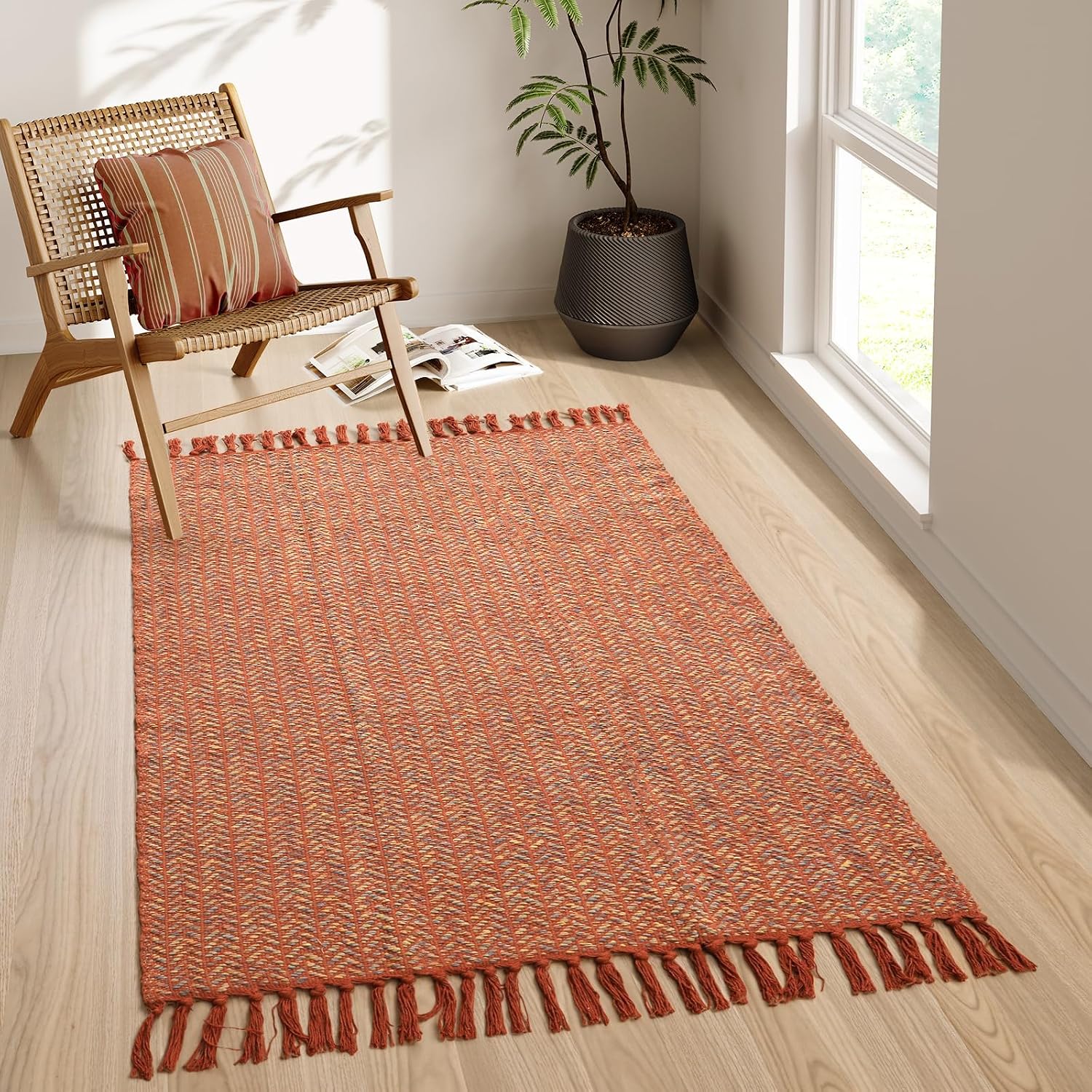 Boho Woven Area Rug 3x5