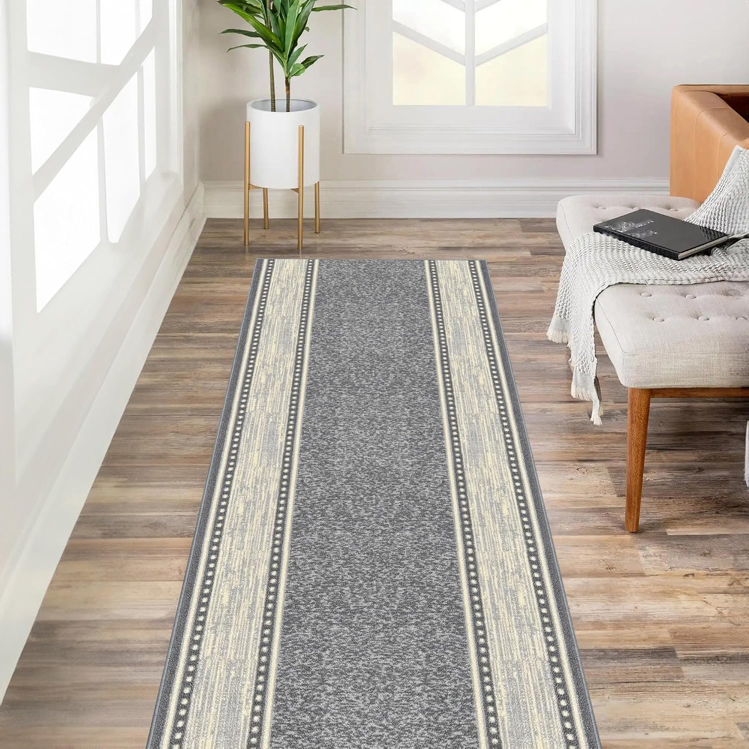 Bordered Runner Rug 22in X 13ft