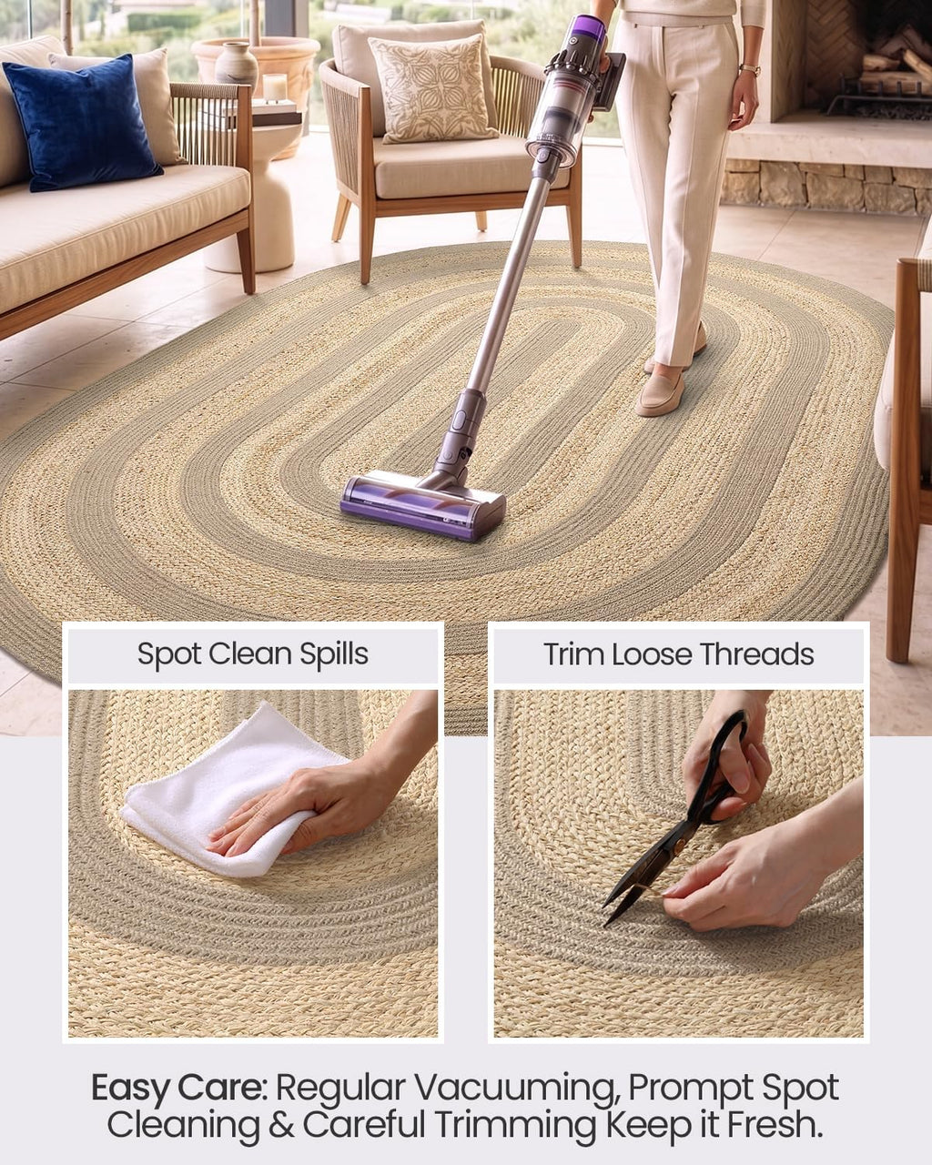 Jute Oval Area Rug 5x8