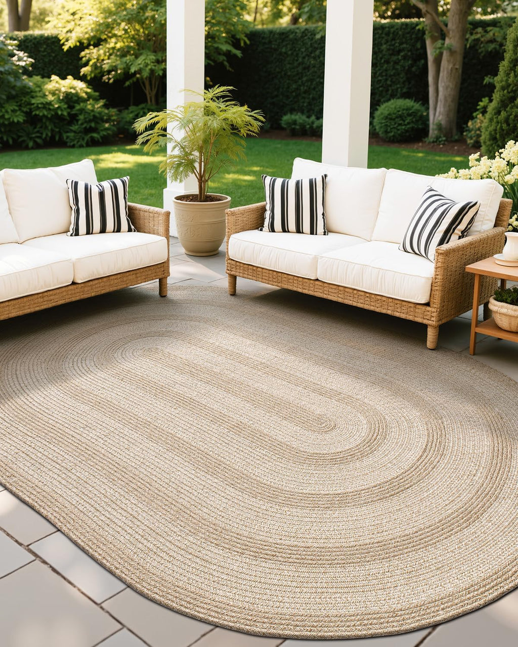 LUMI Jute Oval Area Rug 5x8