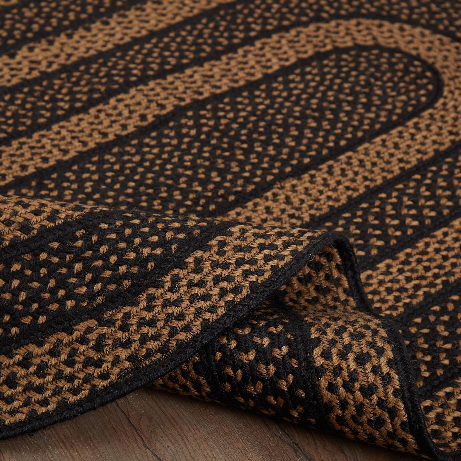 Brands Jute Black Striped Oval Rug 36"x60"