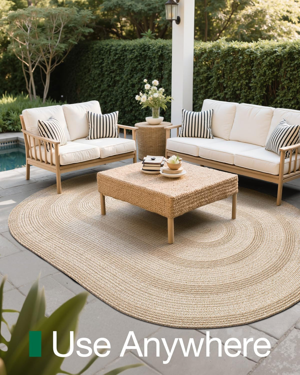 Jute Oval Area Rug 4x6