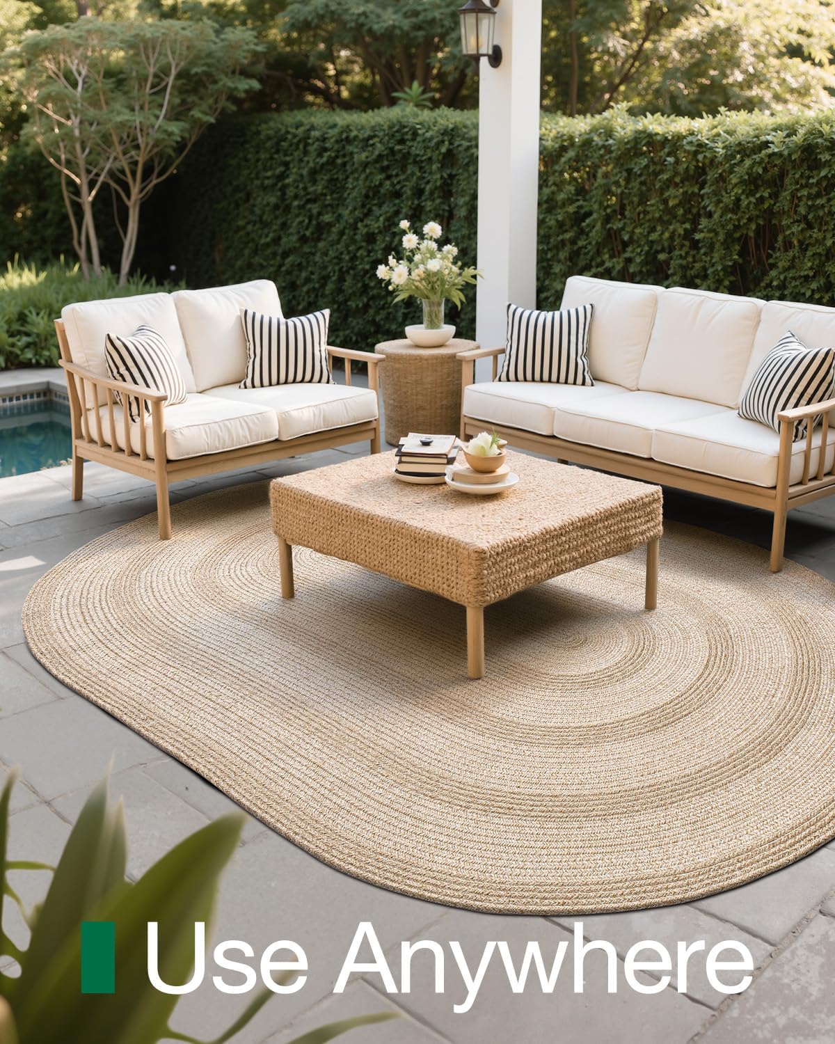LUMI Jute Oval Area Rug 5x8
