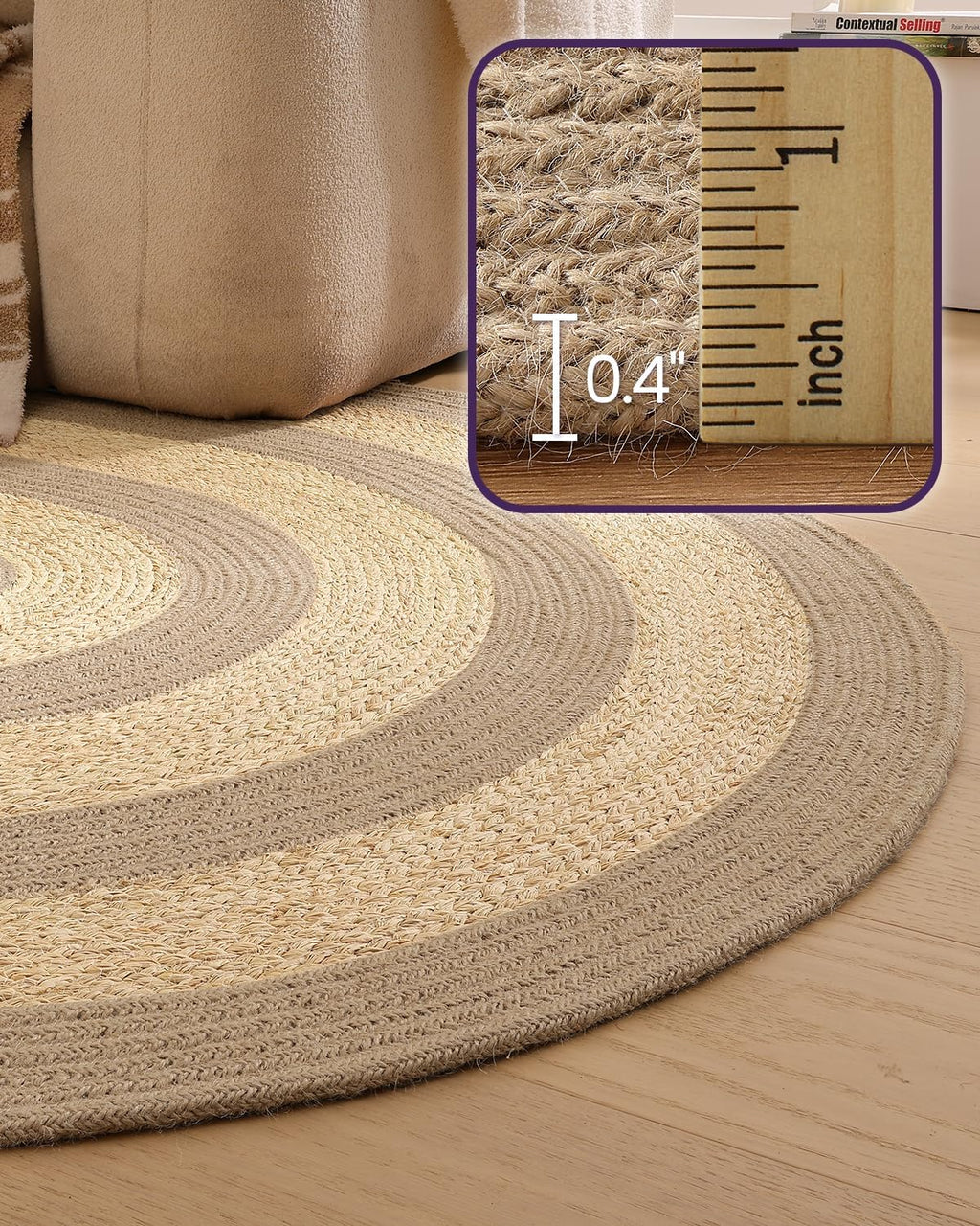 Jute Oval Area Rug 5x8