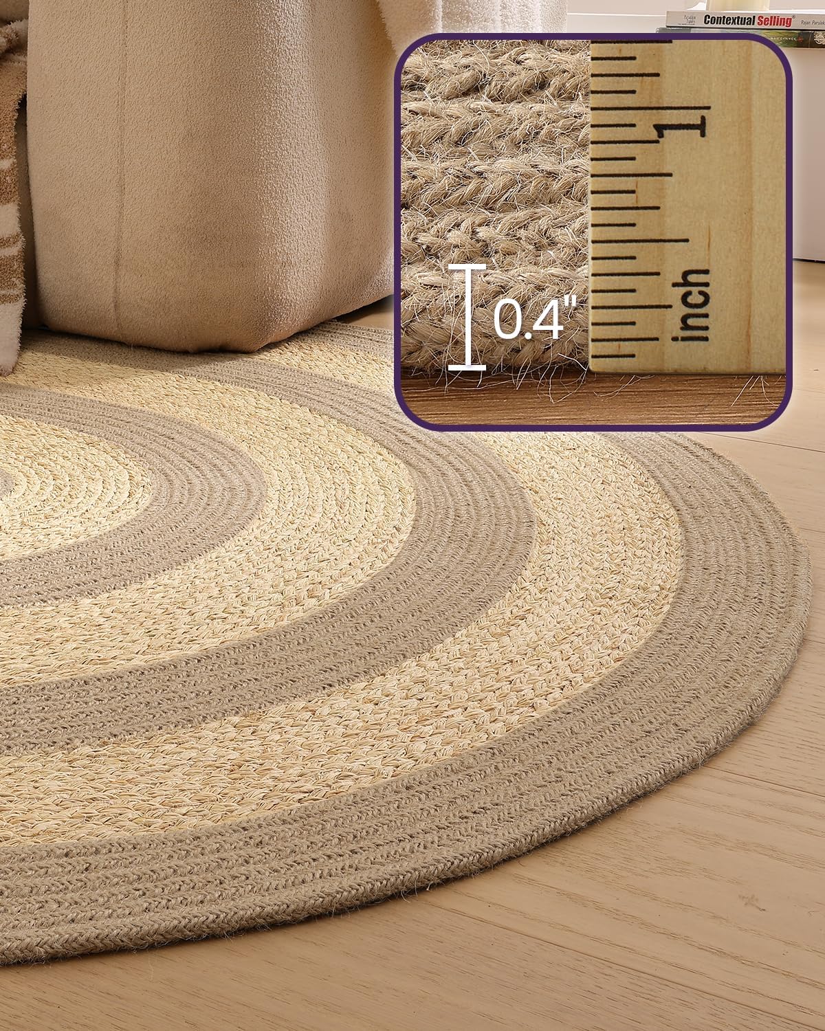 Jute Oval Area Rug 5x8