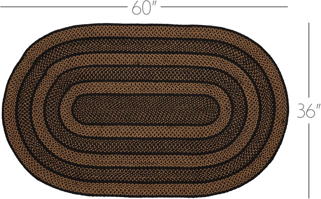 Brands Jute Black Striped Oval Rug 36"x60"