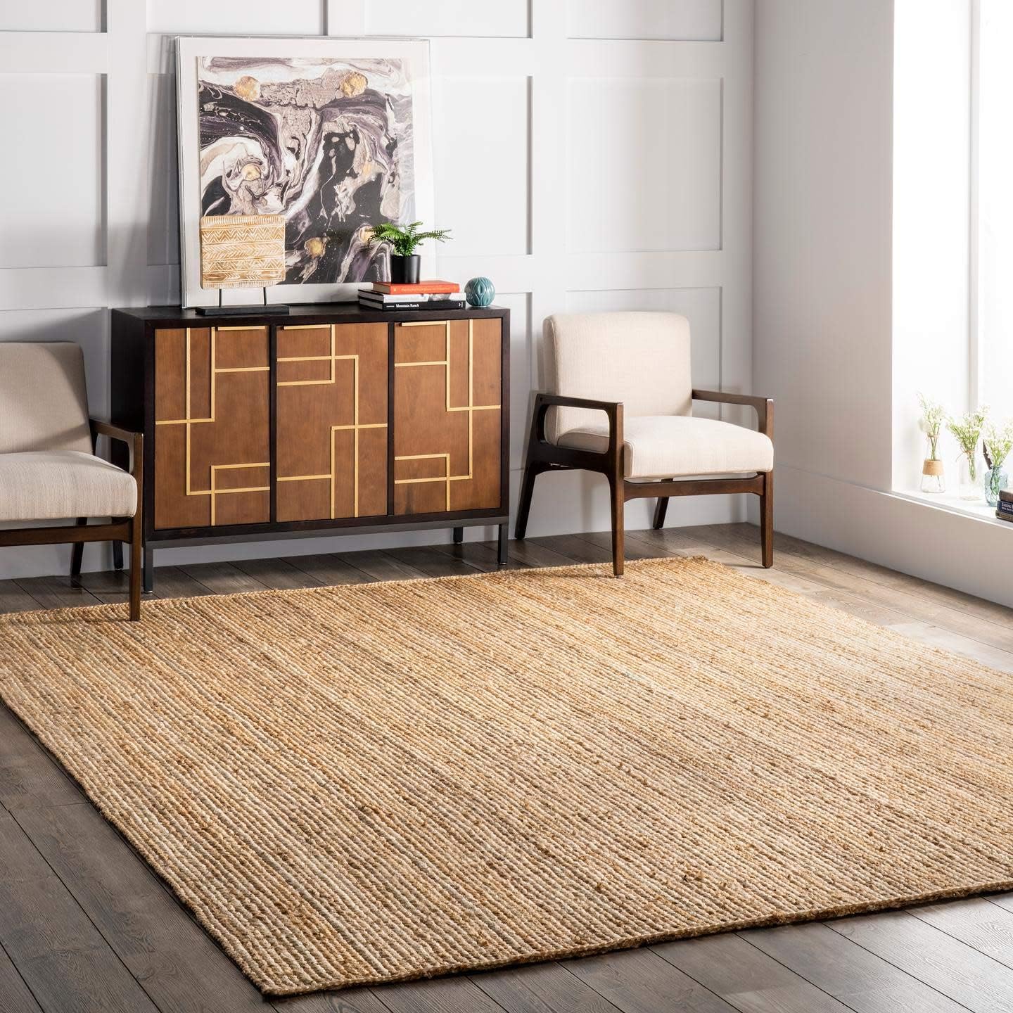 Hand Woven Jute Area Rug 4 Square