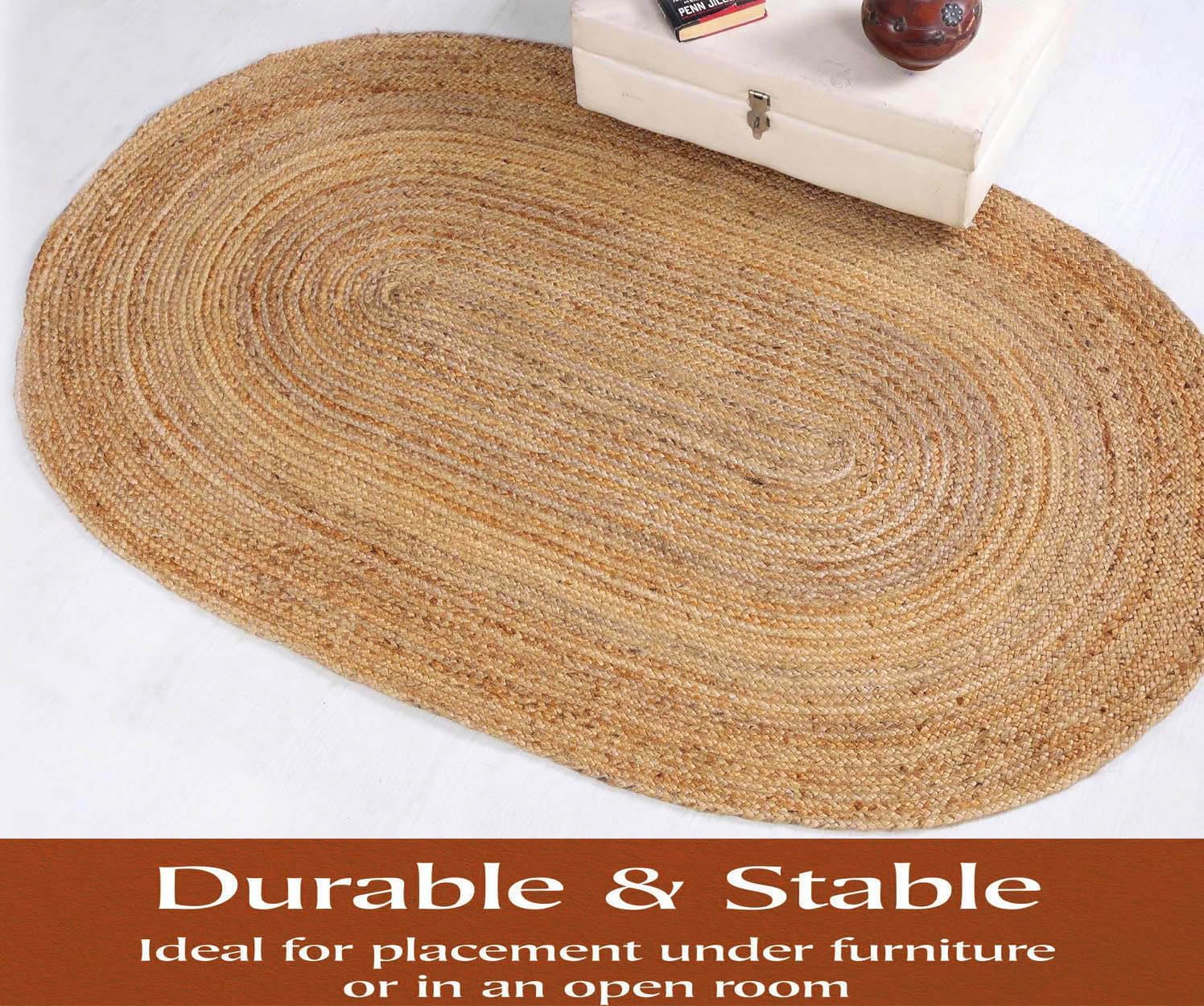 Oval Jute Area Rug 4x6 Feet