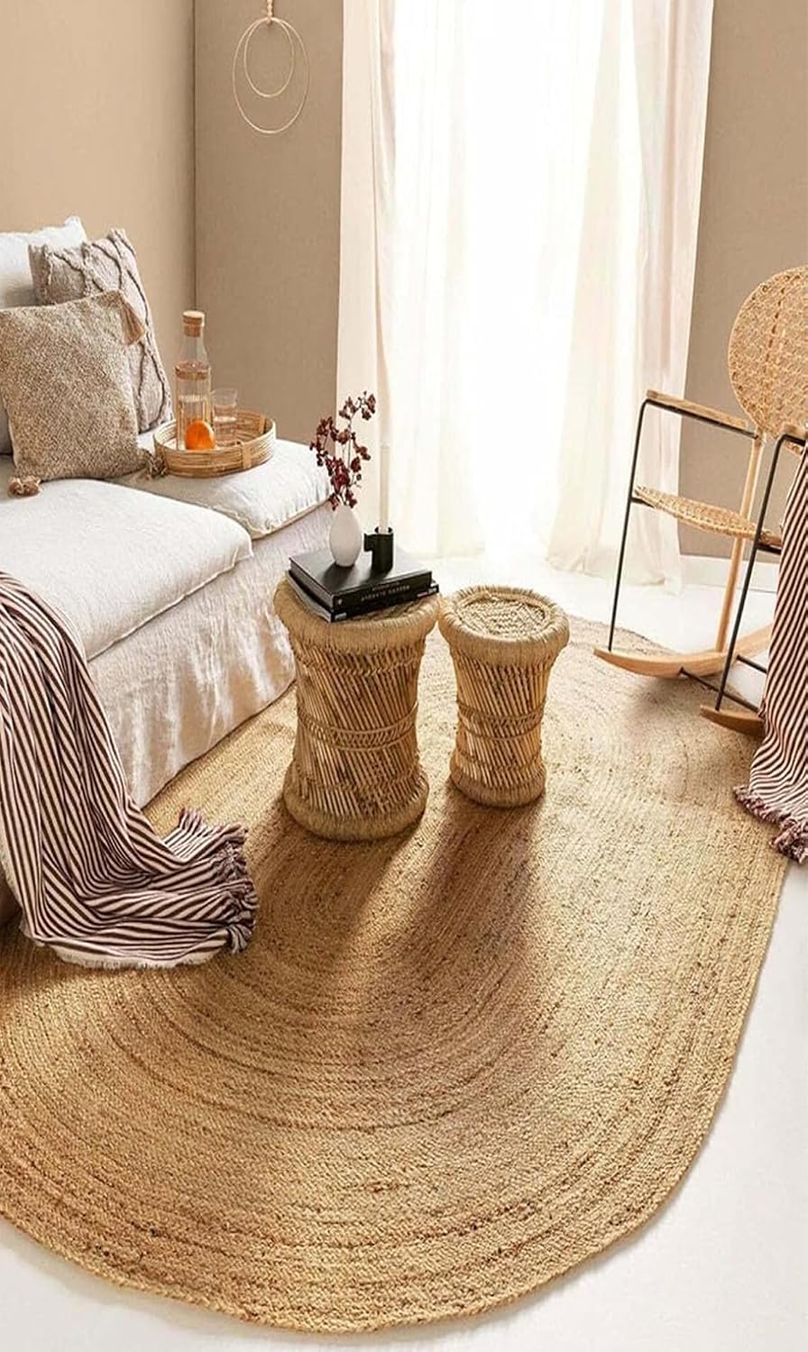 Oval Jute Area Rug 4x6 Feet