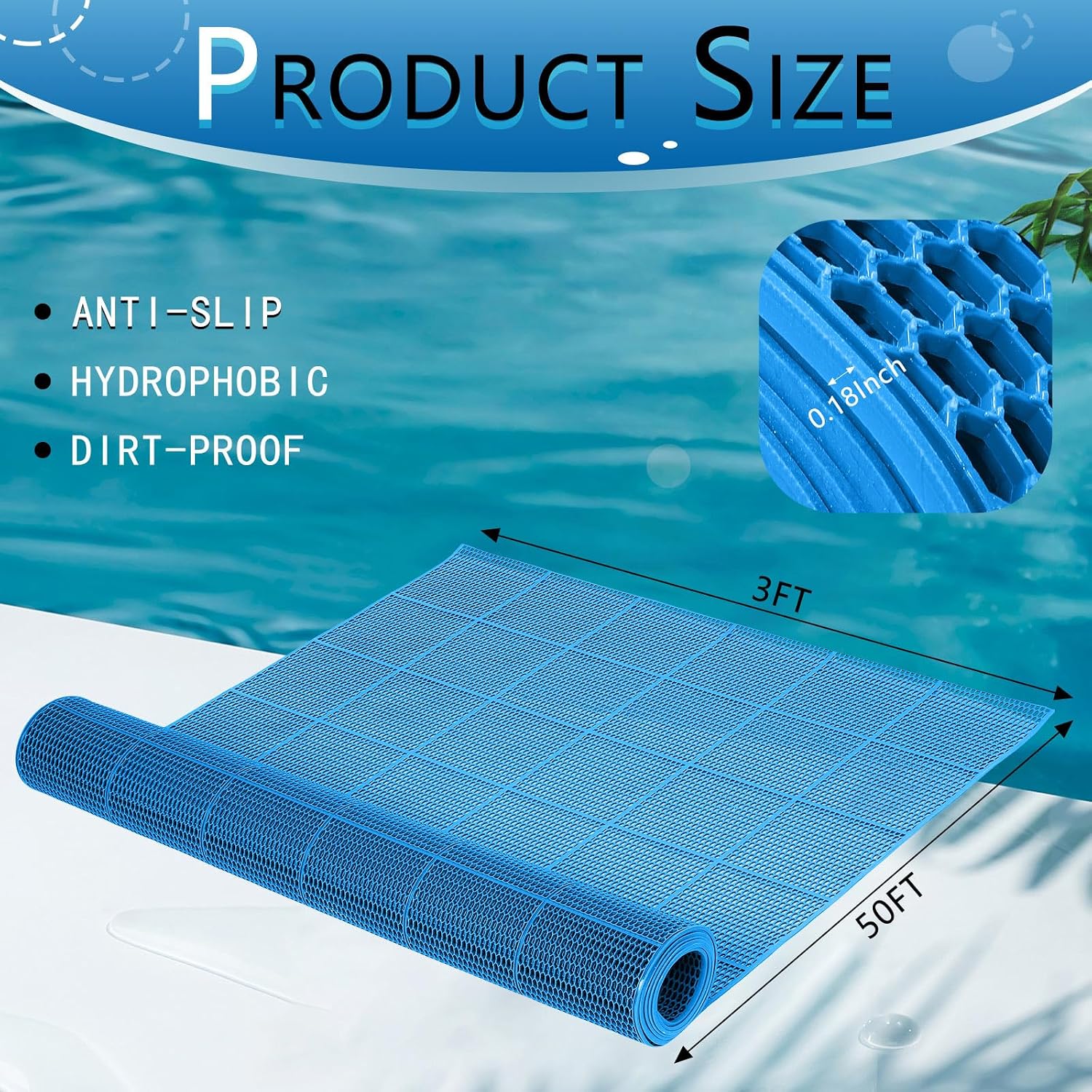 Tondiamo PVC Drainage Pool Mat 3 x 50 ft