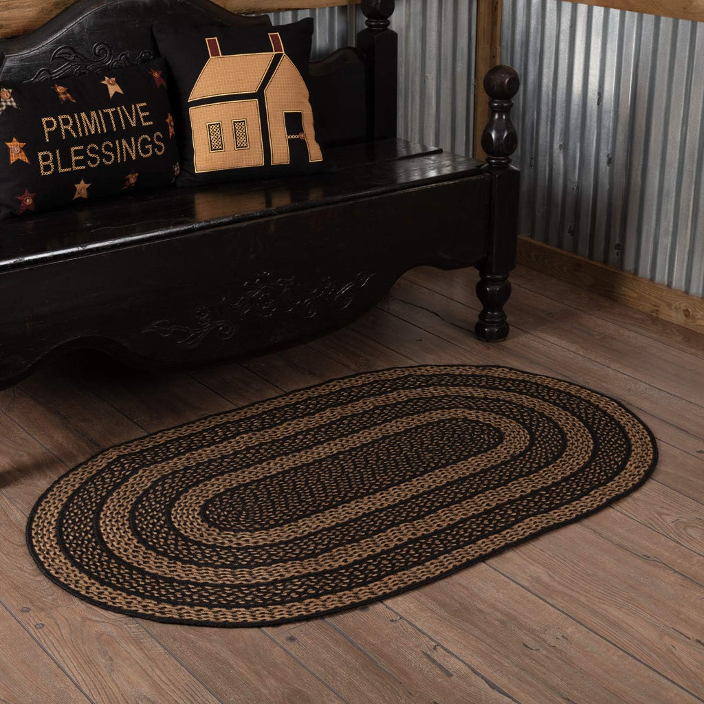 Brands Jute Black Striped Oval Rug 36"x60"