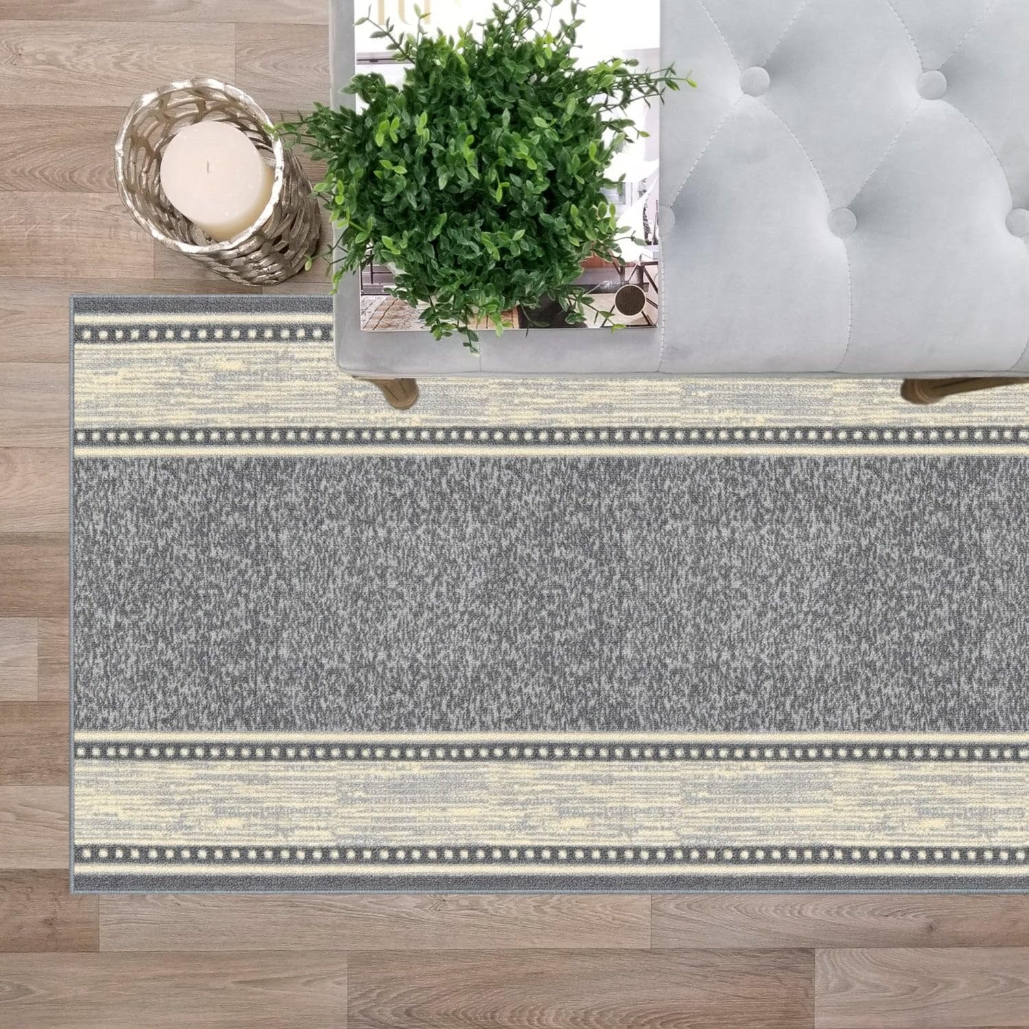 Bordered Runner Rug 22in X 13ft