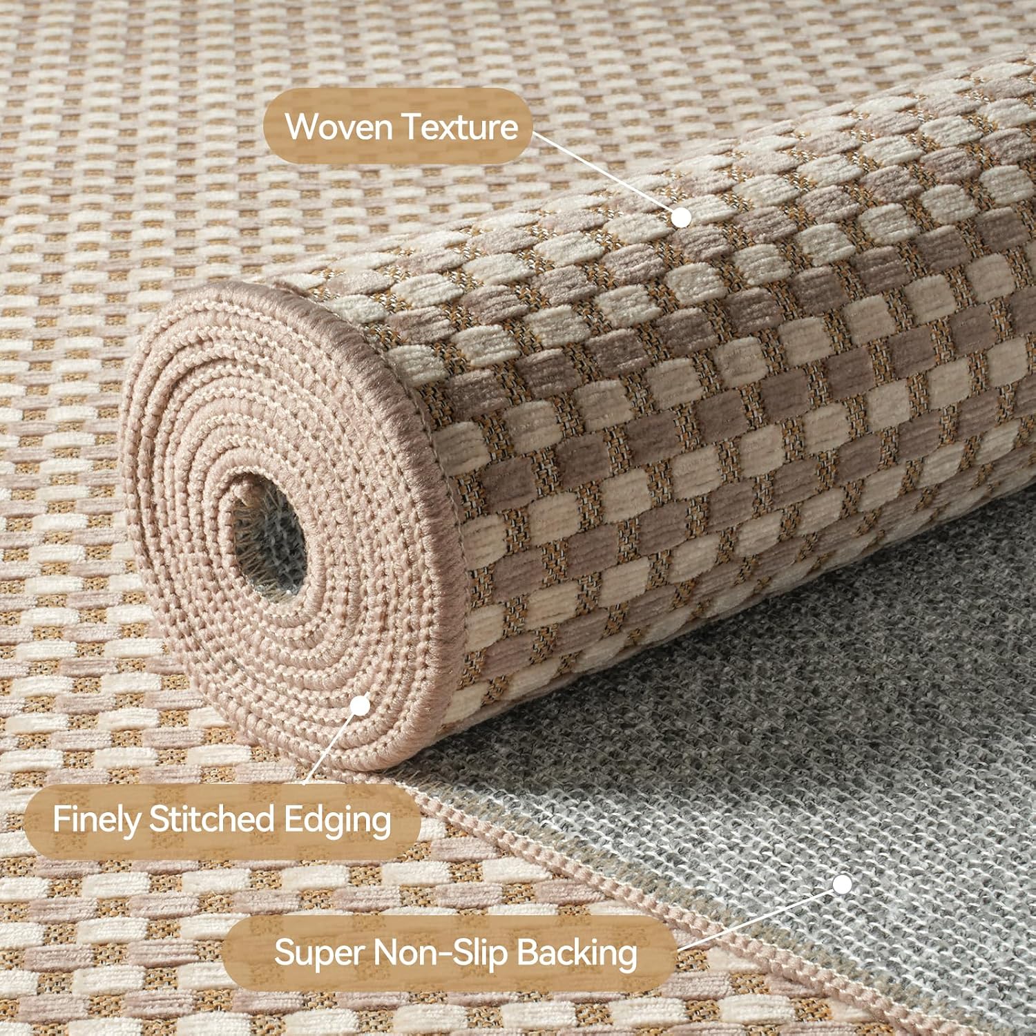 Boho Washable Area Rug 5x7 ft