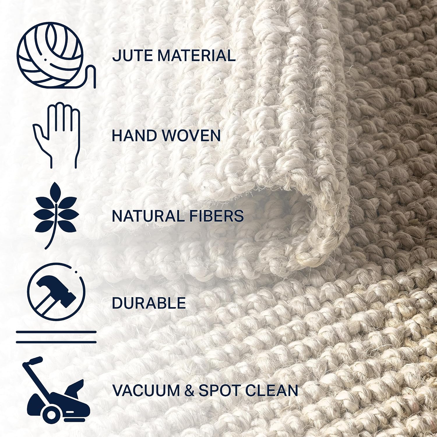 Hand Woven Jute Area Rug 3x5