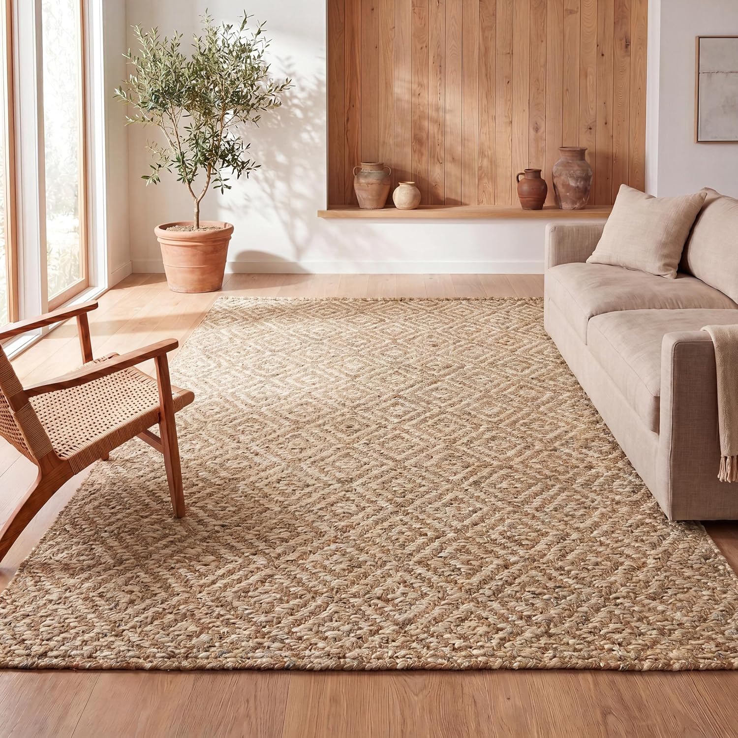 Hand Woven Jute Area Rug 3x5