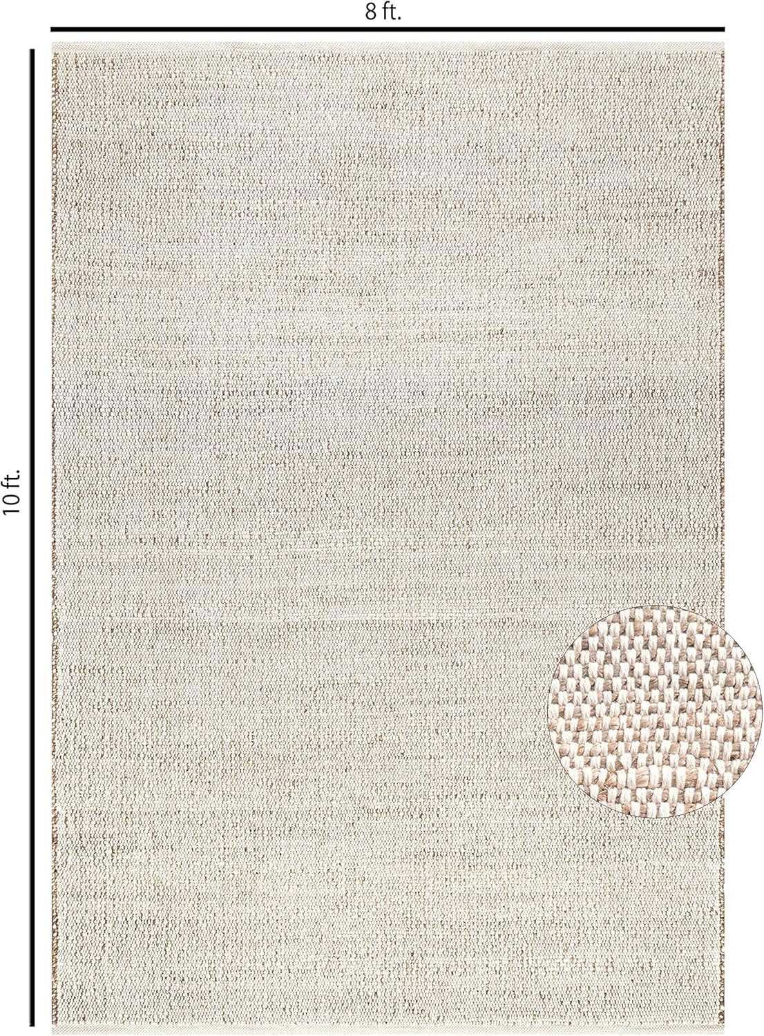 Braided Jute Cotton Area Rug 8' x 10'