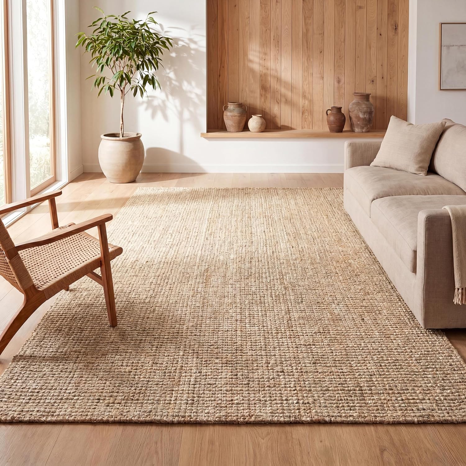 Hand Woven Jute Area Rug 3x5