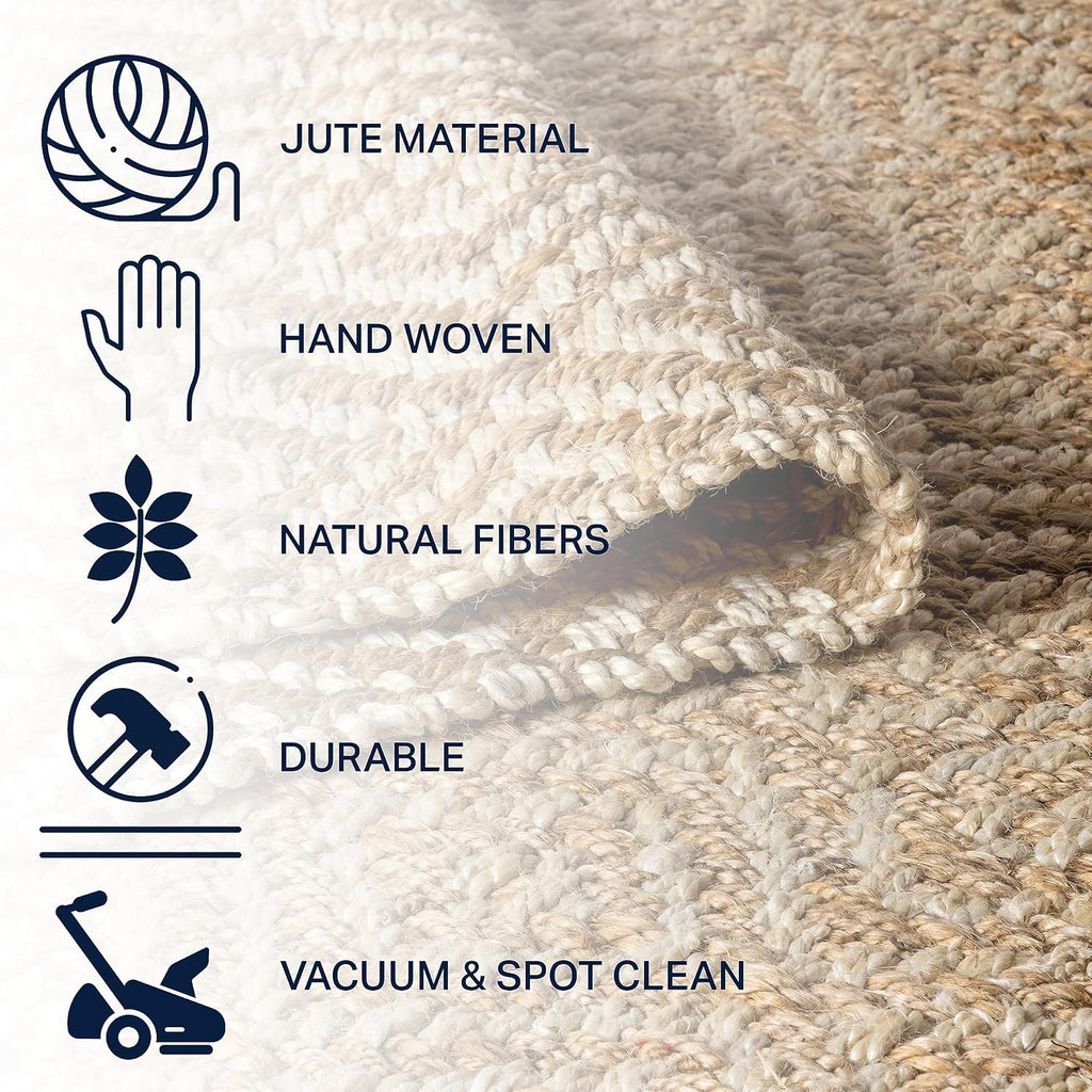 Hand Woven Jute Area Rug 3x5