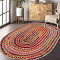 Home Oval Jute Cotton Chindi Rug 3'x5'