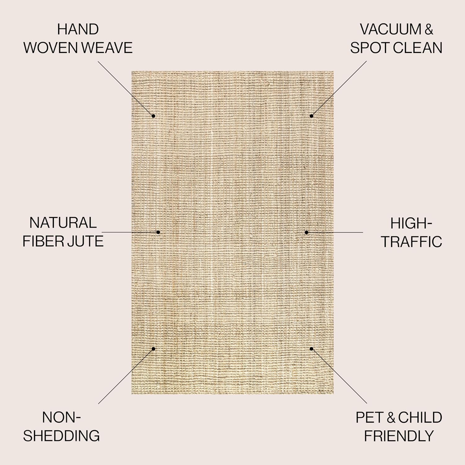 Hand Woven Jute Area Rug 3x5