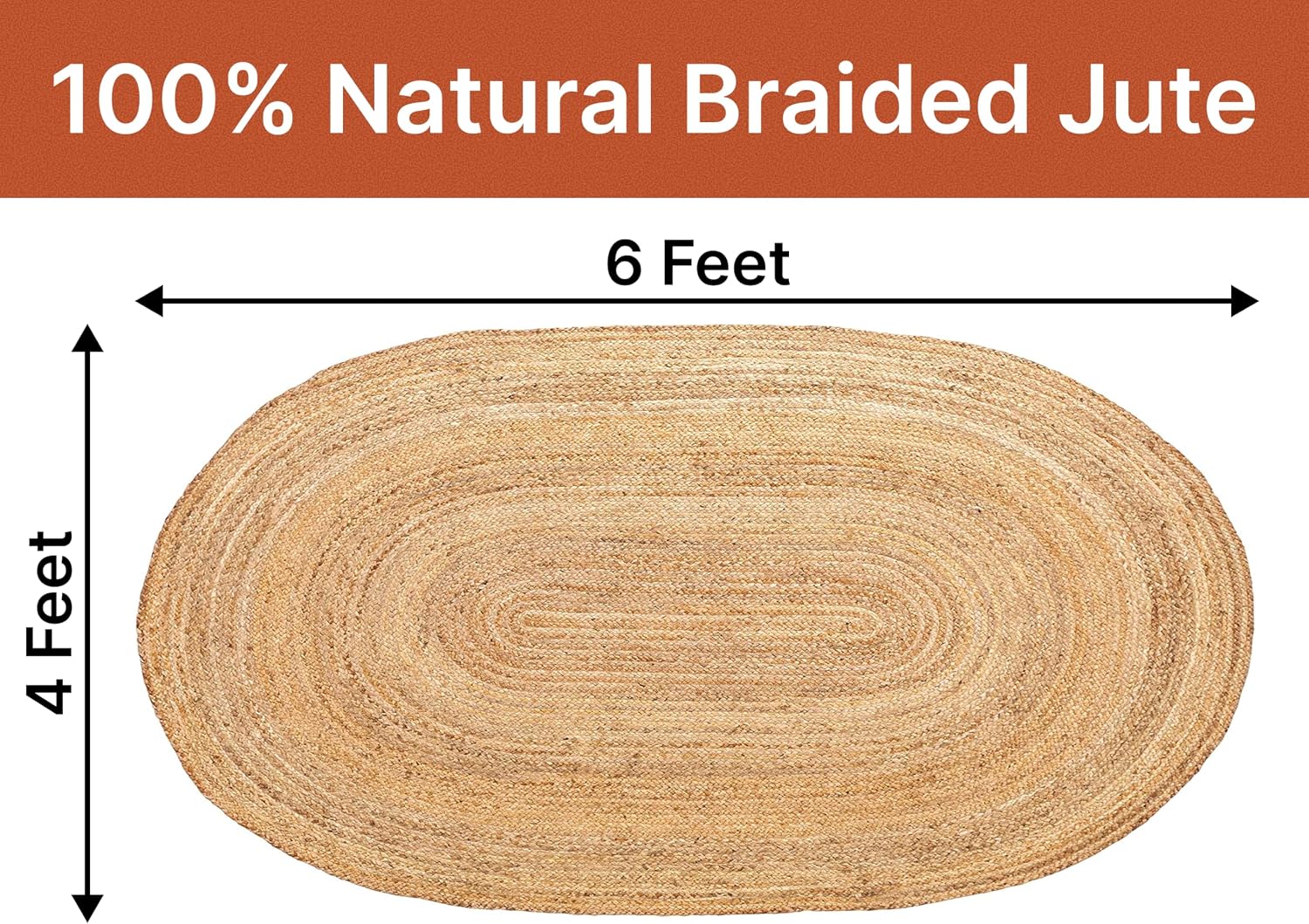 Oval Jute Area Rug 4x6 Feet