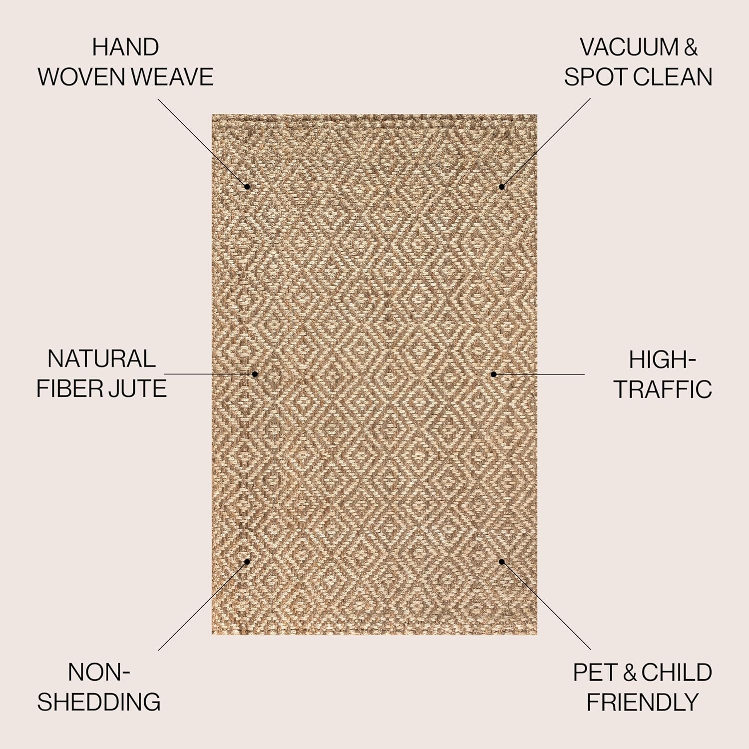 Hand Woven Jute Area Rug 3x5