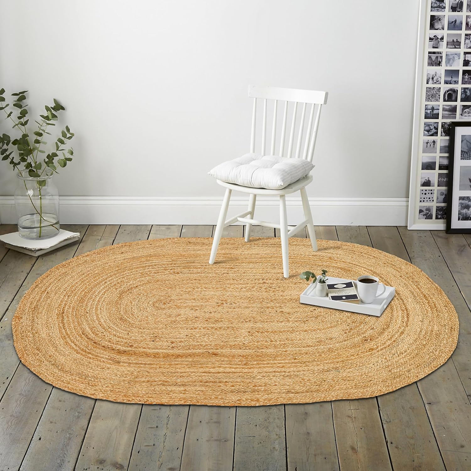 Hand Woven Oval Jute Rug 5' x 8'