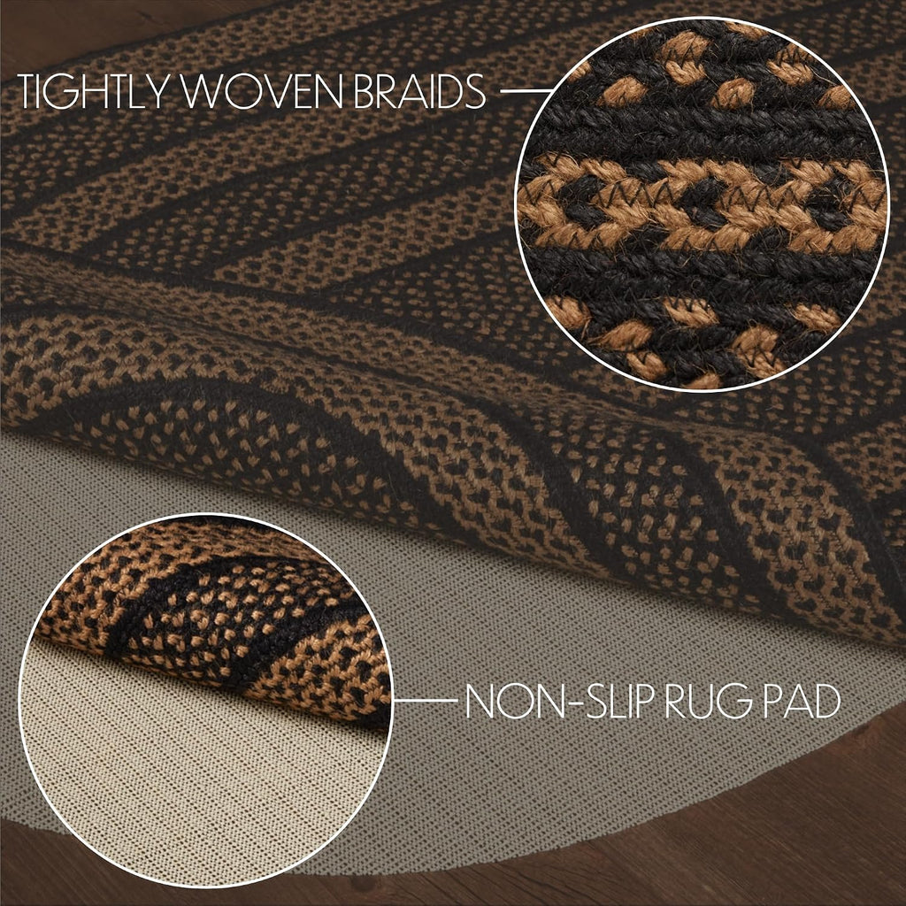 Brands Jute Black Striped Oval Rug 36"x60"