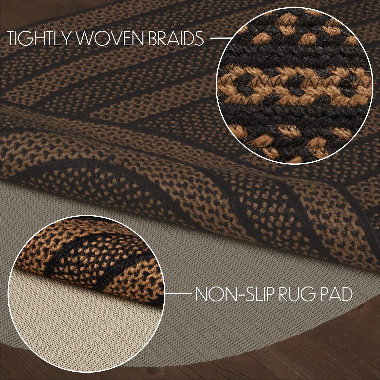 Brands Jute Black Striped Oval Rug 36"x60"