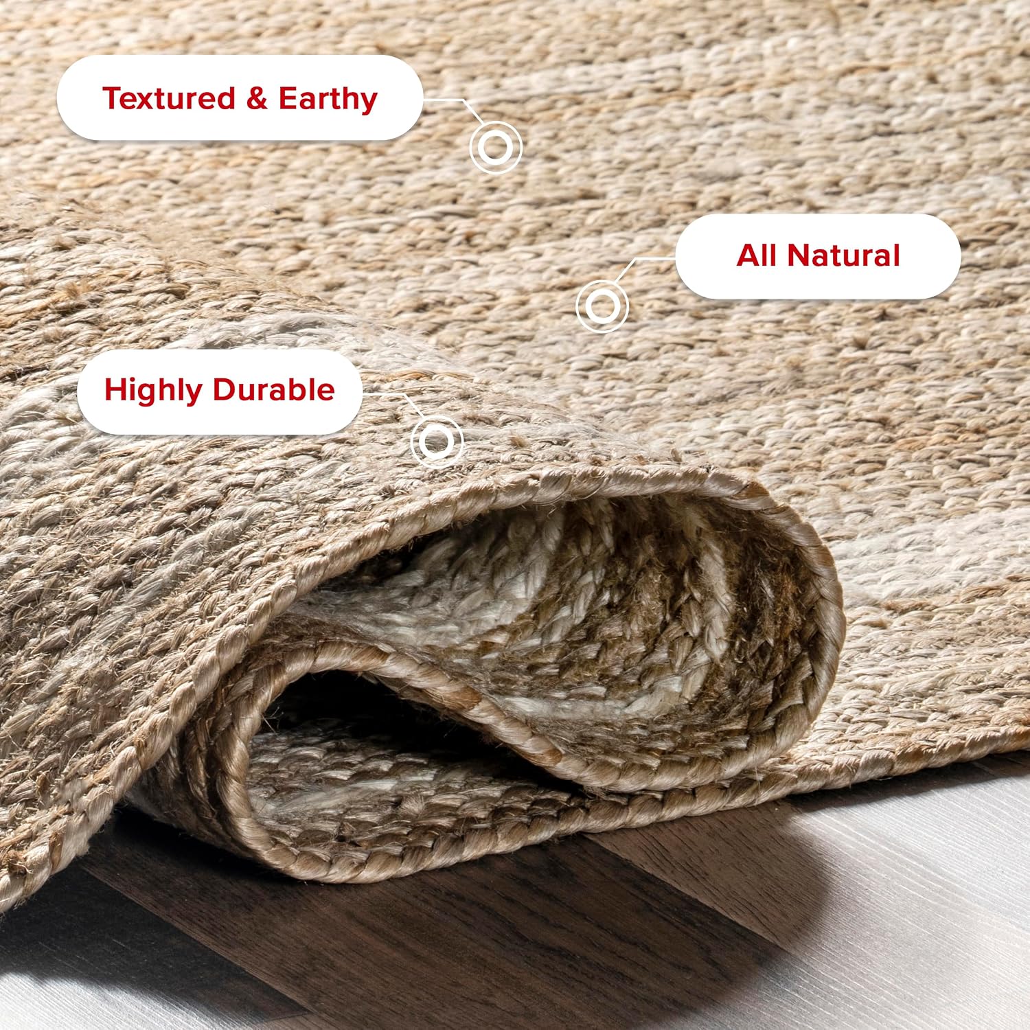 Nuloom Rikki Oval Jute Rug 4' x 6'