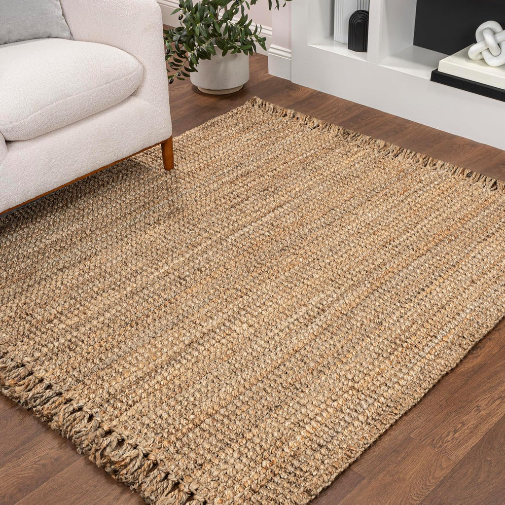 Handwoven Jute Area Rug 5x5 Square